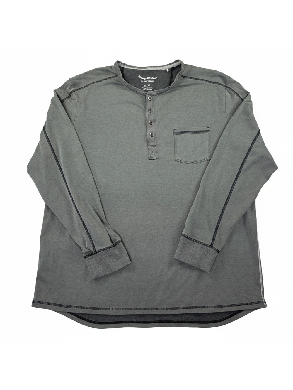 Tommy Bahama Shirt Mens XL Gray Long Sleeve Henley Knit Stretch Casual Tee